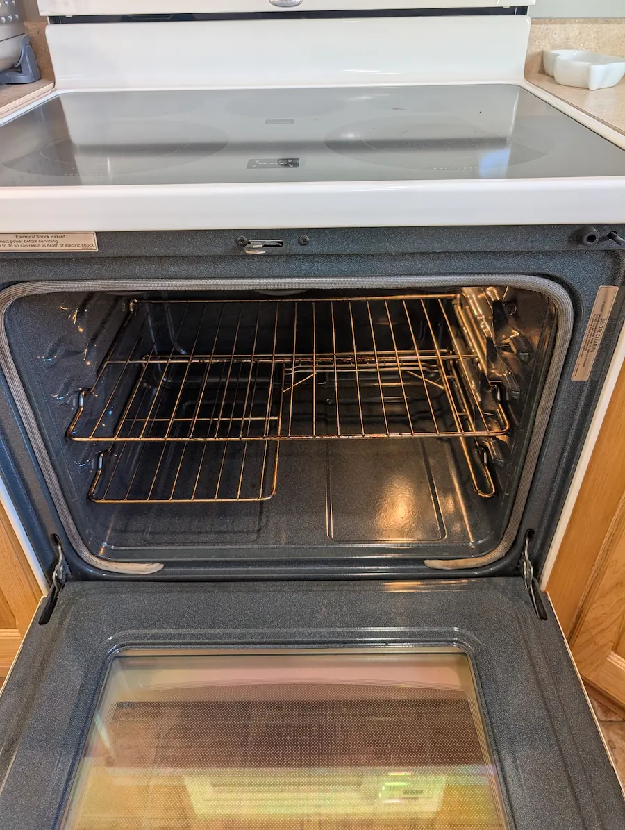 Oven interior after professional deep cleaning removed built-up grease and grime in Fargo, ND